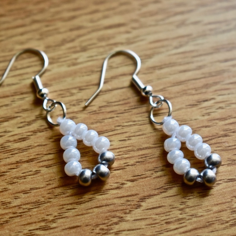 Silver Snow Beaded Earrings